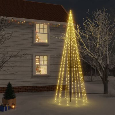 vidaXL Joulukuusi piikillä 732 lämpimän valkoista LED-valoa 500 cm