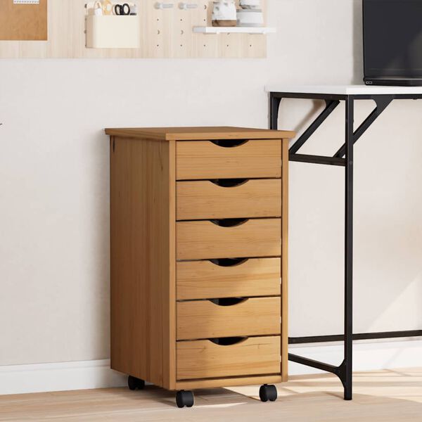 vidaXL Laatikosto pyörillä MOSS hunajanruskea täysi mänty