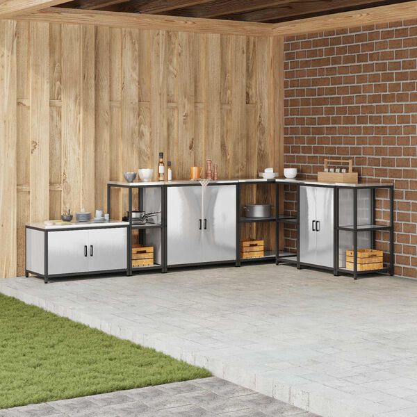 vidaXL Keitti&ouml;n s&auml;ilytys hyllyll&auml; Hopea 60 x 50 x 92 cm Ter&auml;s