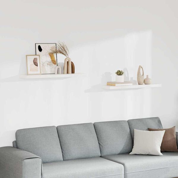 vidaXL Kelluvat sein&auml;hyllyt 2kpl valkoinen 90x23,5x3,8 cm MDF