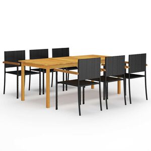 vidaXL 7-osainen Puutarhan ruokailuryhm&auml; musta