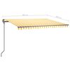 vidaXL Sisäänkelattava markiisi LED/tuulisensori 4x3 m keltavalkoinen