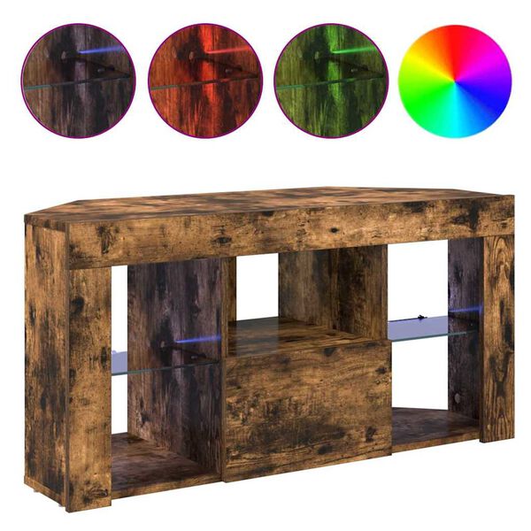 vidaXL Kulma LED TV -kaappi Savup&auml;hkin&auml; 100 x 40 x 50 cm Tekninen puu