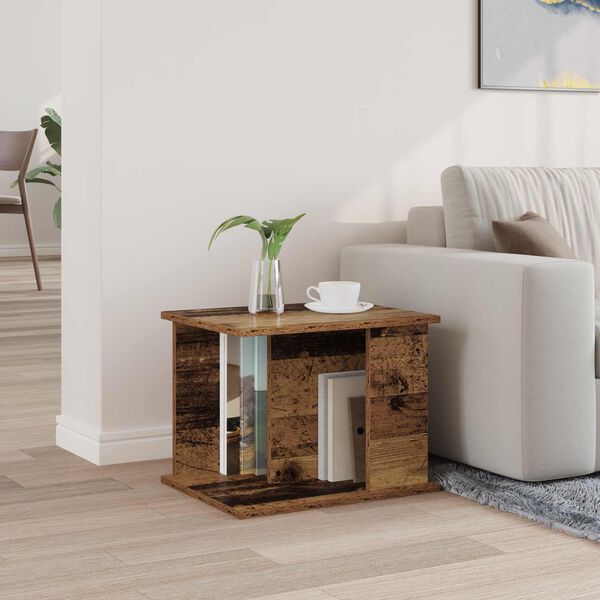 vidaXL Lehtiteline hyllyll&auml; Vanha puu 35 x 35 x 45 cm Tekninen puu