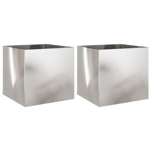 vidaXL Kukkalaatikot 2 kpl hopea 49x47x46 cm ruostumaton ter&auml;s