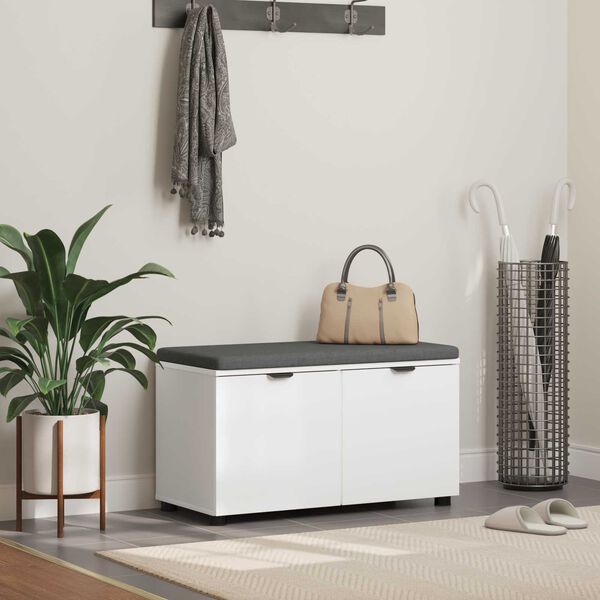 vidaXL Halli penkki tyynyll&auml; s&auml;ilytystilassa Valkoinen 80 x 46 x 46 cm