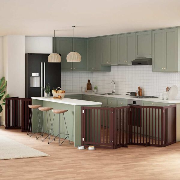 vidaXL Koiraportti kokoontaittuva 10 paneelia ruskea 800 cm poppelipuu