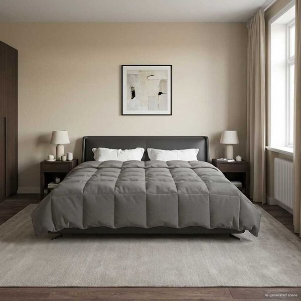 vidaXL Kes&auml;peitto Quiltottu Vaaleanharmaa 200 x 200 cm Mikrokuitu