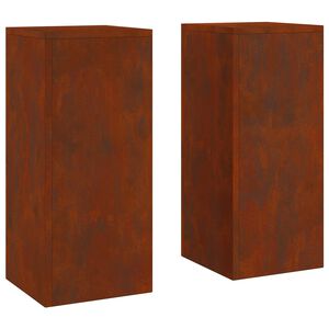 vidaXL Kasviteline 2 pcs Ruosteinen 24 x 24 x 55 cm Kulunut Ter&auml;s