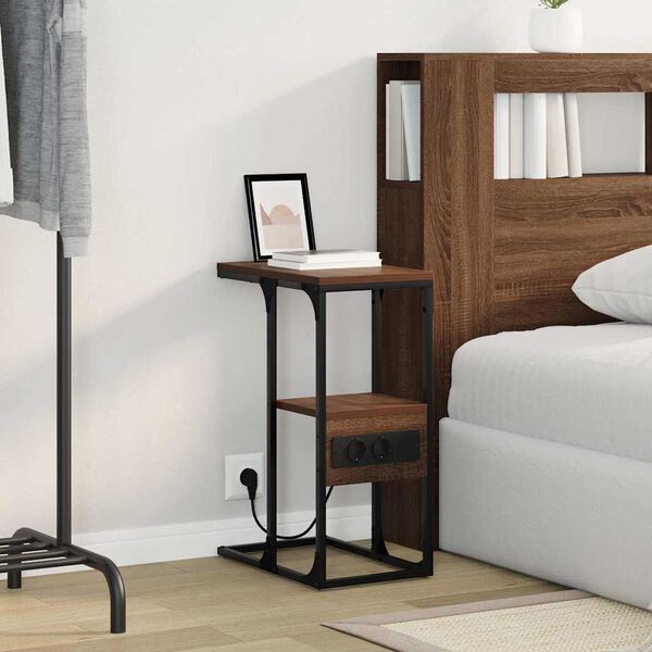 vidaXL Y&ouml;p&ouml;yt&auml;kaappi Ruskea tammi 41.5 x 26 x 60.5 cm Tekninen puu