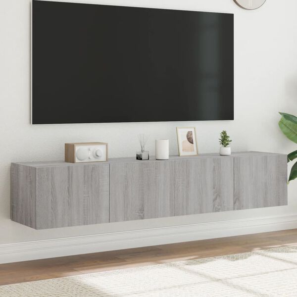vidaXL TV-sein&auml;kaapit LED-valoilla 2 kpl harmaa Sonoma 80x35x31 cm