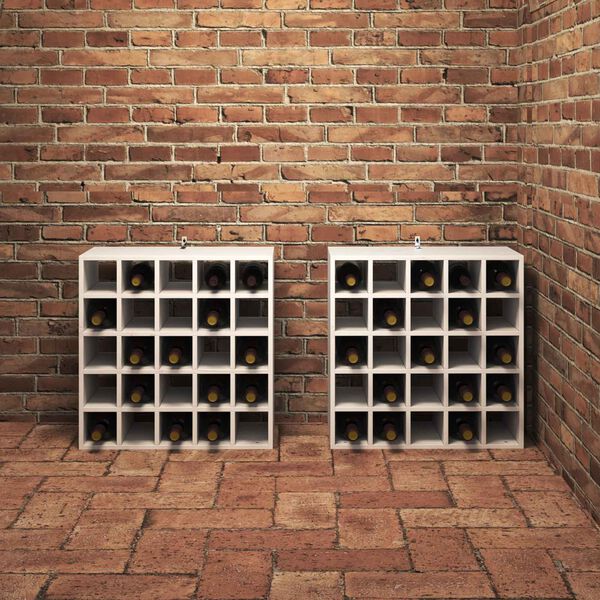 vidaXL Viinipukki 2 pcs Valkoinen 56 x 25 x 56 cm Massiivinen m&auml;nty