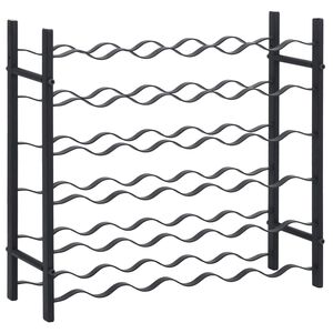 vidaXL Viinipulloteline 36 pullolle musta rauta