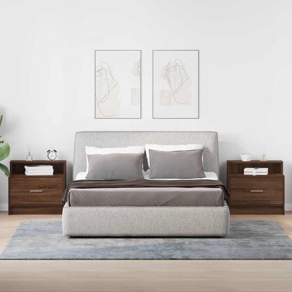 vidaXL y&ouml;p&ouml;yt&auml;kaapit laatikolla 2 kpl ruskea tammi 51x31x47 cm