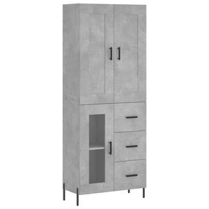 vidaXL Kaappi betoninharmaa 69,5x34x180 cm tekninen puu