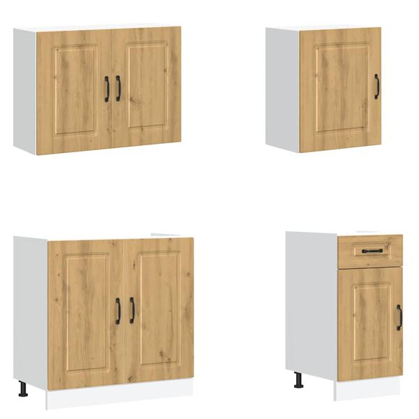 vidaXL 7osainen keitti&ouml;kaappisarja Kalmar k&auml;sity&ouml;l&auml;inen tammi