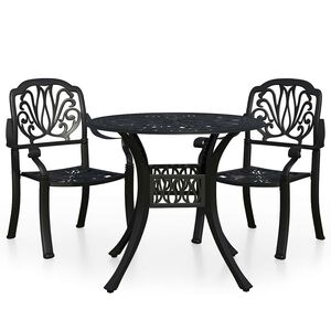 vidaXL 3-osainen Bistrosarja valualumiini musta