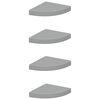 vidaXL Kelluvat kulmahyllyt 4 kpl harmaa 25x25x3,8 cm MDF