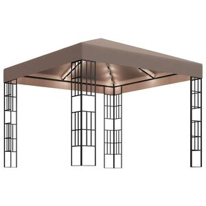 vidaXL Huvimaja LED-valonauhoilla 3x3 m ruskeanharmaa