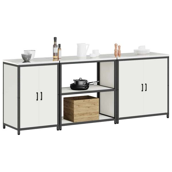 vidaXL Keitti&ouml;n s&auml;ilytyssarja hyllyll&auml; Muut 3 pcs Valkoinen Ter&auml;s