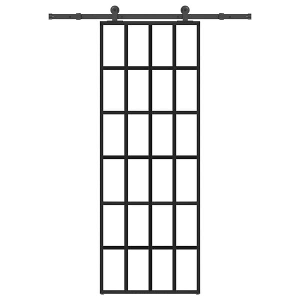 vidaXL Liukuovi asennustarvikkeilla 76x205 cm ESG lasi ja alumiini