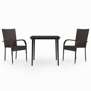 vidaXL 3-osainen Puutarharuokailuryhm&auml; ruskea ja musta