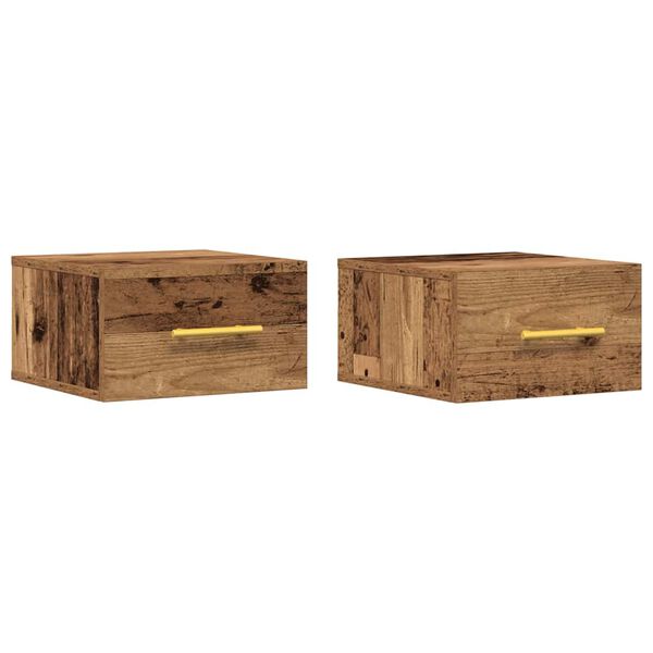 vidaXL Y&ouml;p&ouml;yt&auml;kaappi 2 pcs Vanha puu 35 x 35 x 20 cm Tekninen puu