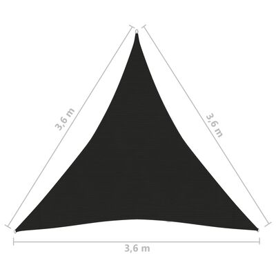 vidaXL Aurinkopurje 160 g/m² musta 3,6x3,6x3,6 m HDPE