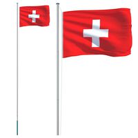 vidaXL Sveitsin lippu ja lipputanko 6,23 m alumiini