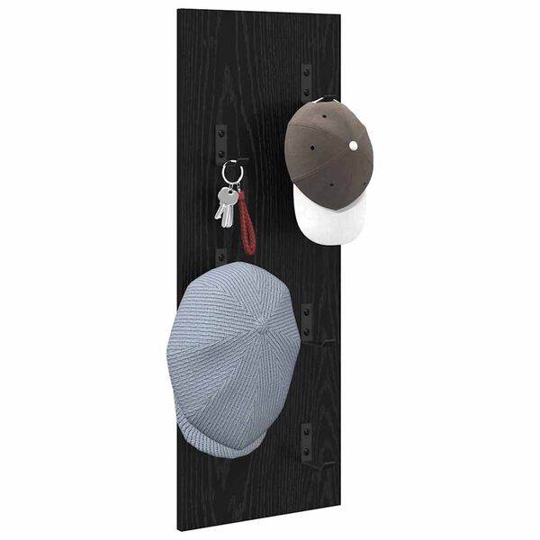 vidaXL Seinälle asennettava takkihylly Musta tammi 30 x 1.5 x 80 cm