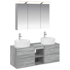 vidaXL Kylpyhuonekalustesetti 4 pcs Harmaa Sonoma Tekninen puu ja lasi