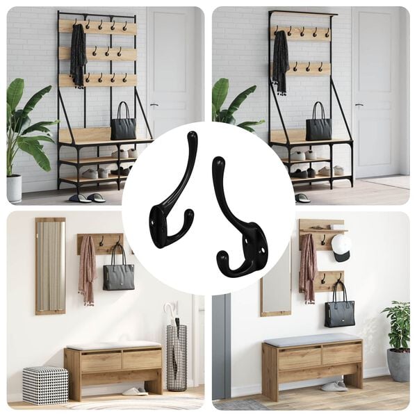 vidaXL Vaateripustin 2 pcs Musta 102 x 29 x 47mm