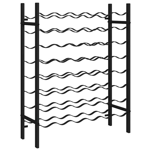 vidaXL Viinipulloteline 48 pullolle musta metalli
