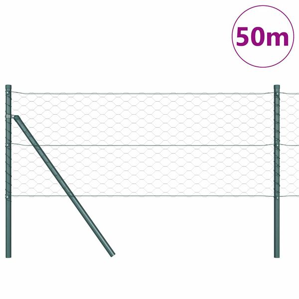vidaXL Aitalatu Vihreä 50 x 0,6 m (50 mm verkko) Terästä ja PVC:tä