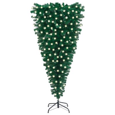 vidaXL Tekojoulukuusi ylösalaisin esivalaistu vihreä 240 cm PVC
