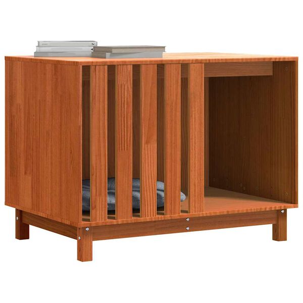 vidaXL Koirankoppi Vaha ruskea 90 x 60 x 67 cm Massiivinen m&auml;nty