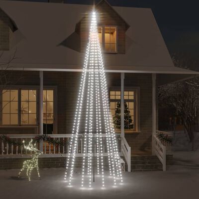 vidaXL Joulukuusi lipputankoon 732 kylmän valkoista LED-valoa 500 cm