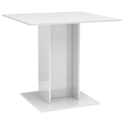 vidaXL Ruokapöytä korkeakiilto valkoinen 80x80x75 cm lastulevy