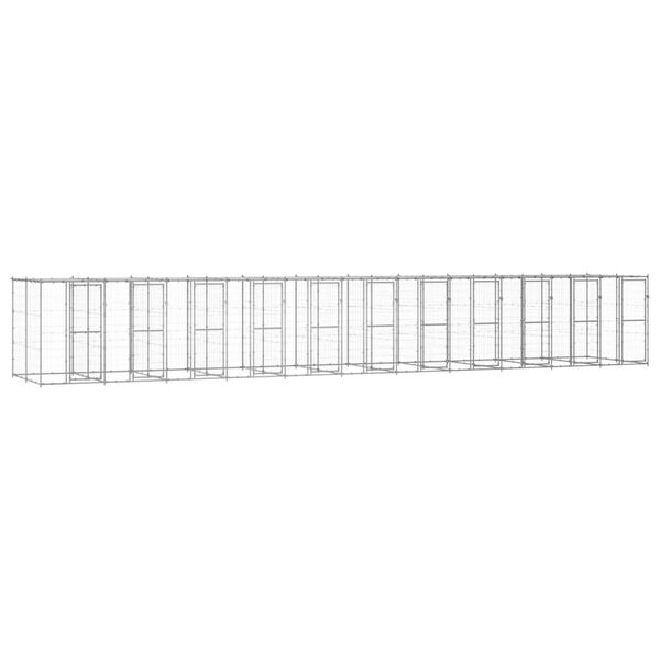 vidaXL Koiran ulkoh&auml;kki katolla galvanoitu ter&auml;s 26,62 m&sup2;