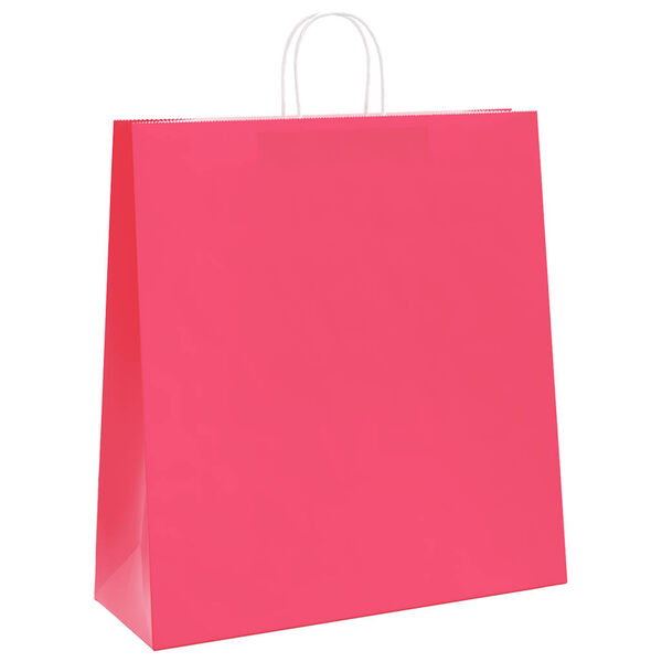 vidaXL Paperikassit 250 kpl kahvoilla pinkki 45x17x48 cm