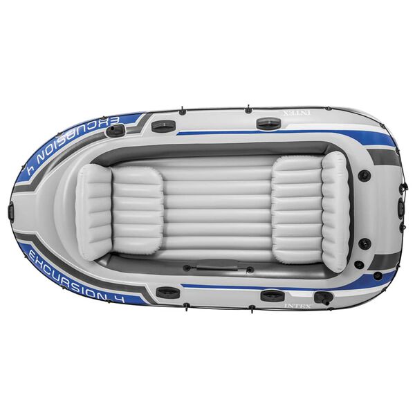 Intex Kumivenesetti Excursion 4 uistelumoottorilla ja telineell&auml;