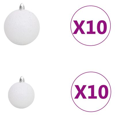 vidaXL Tekojoulukuusi palloilla esivalaistu valkoinen 210 cm PVC