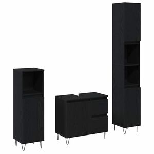 vidaXL Kylpyhuonekalustesetti 3 pcs Musta tammi. 30 x 30 x 190 cm