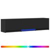 vidaXL TV-kaappi LED-valolla 165 x 34 x 40 cm Musta K&auml;sitelty puu