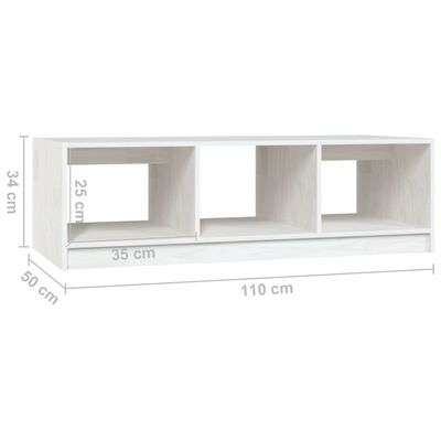 vidaXL Sohvapöytä valkoinen 110x50x34 cm täysi mänty