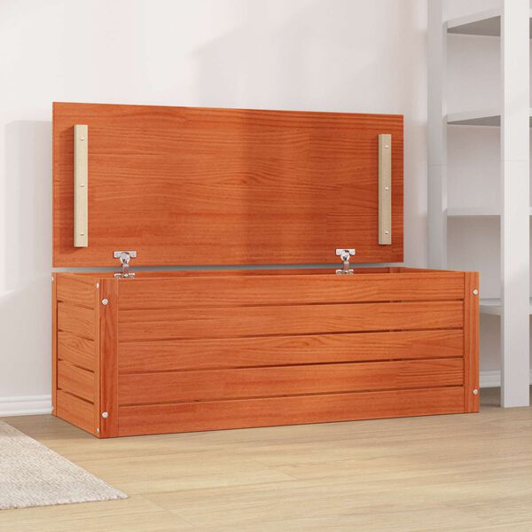 vidaXL S&auml;ilytyslaatikko s&auml;ilytystilassa Vaha ruskea 89 x 36,5 x 33 cm