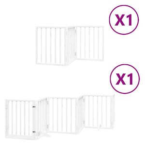 vidaXL Koiraportti kokoontaittuva 9 paneelia valk. 450 cm poppelipuu