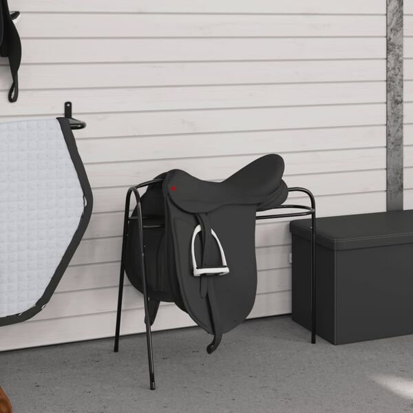 vidaXL Vapaasti seisova 3-jalkainen satulateline musta rauta