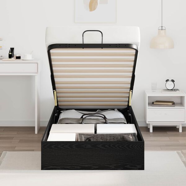 vidaXL Ottoman S&auml;ngyn Runko Musta Tammi 203 x 100 x 25 cm