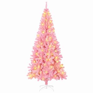 vidaXL Joulukuusi 300 LED-valoilla Pinkki 180 cm Polyvinyylikloridi